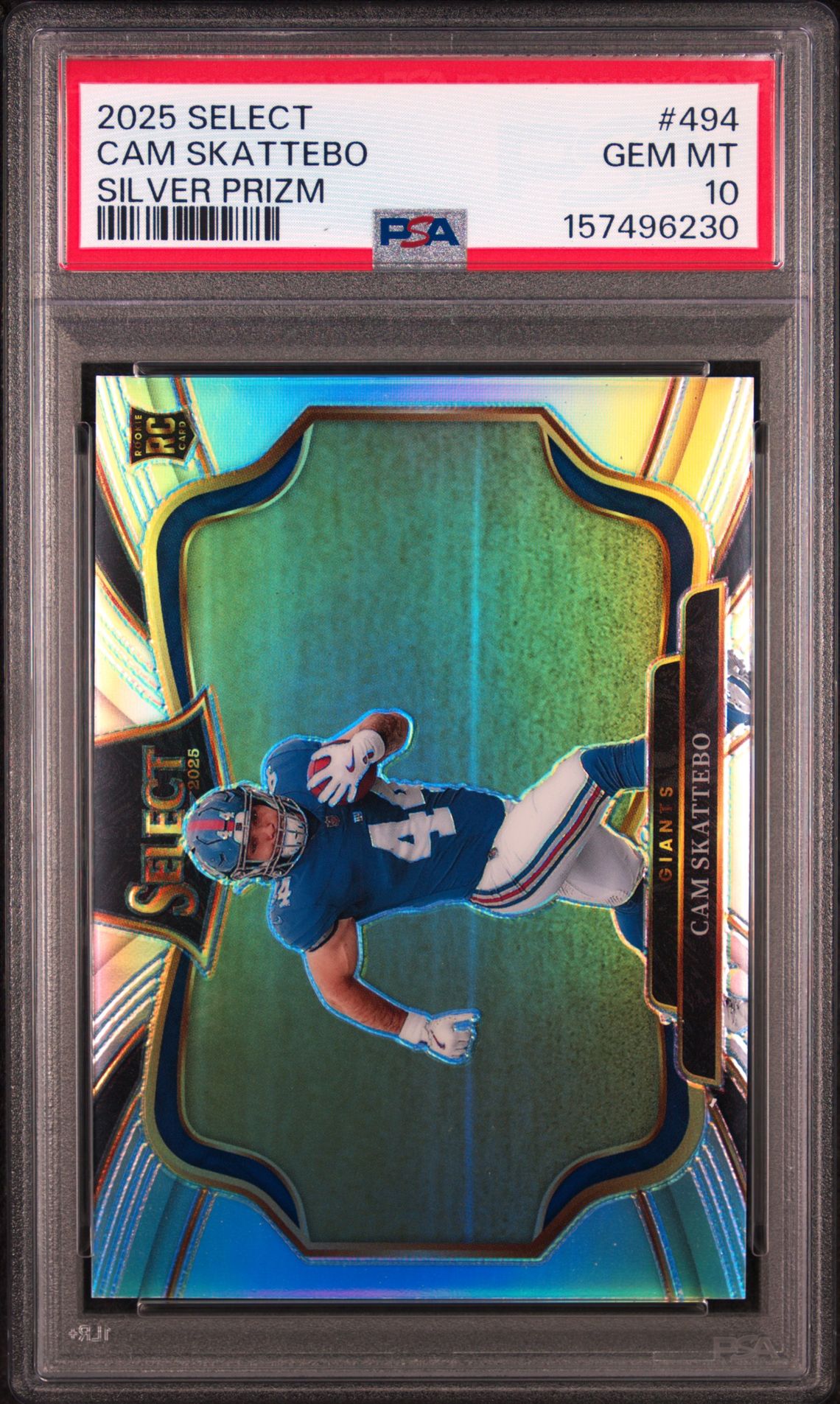 2025 Panini Select Cam Skattebo #494 (Silver Prizm) Gem Mt 10 front