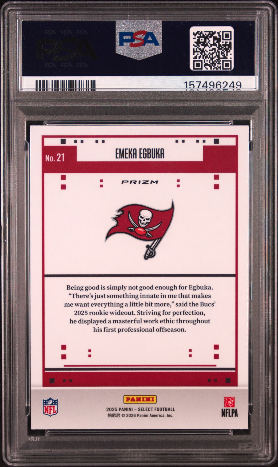 2025 Panini Select Score Select Throwback Emeka Egbuka #21 (Score Select Tb-Prizm) Gem Mt 10 back