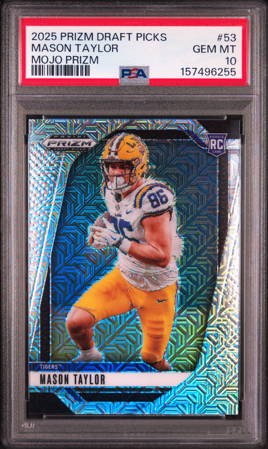 2025 Panini Prizm Draft Picks Mason Taylor #53 (Mojo Prizm) Gem Mt 10 front