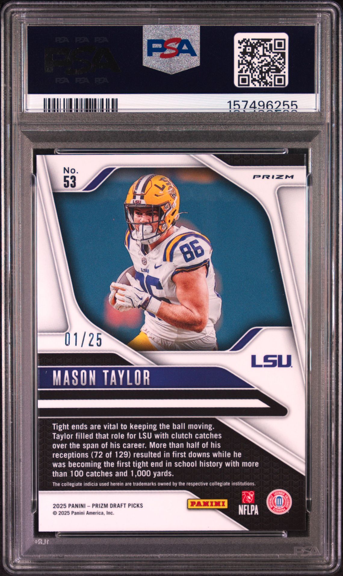 2025 Panini Prizm Draft Picks Mason Taylor #53 (Mojo Prizm) Gem Mt 10 back