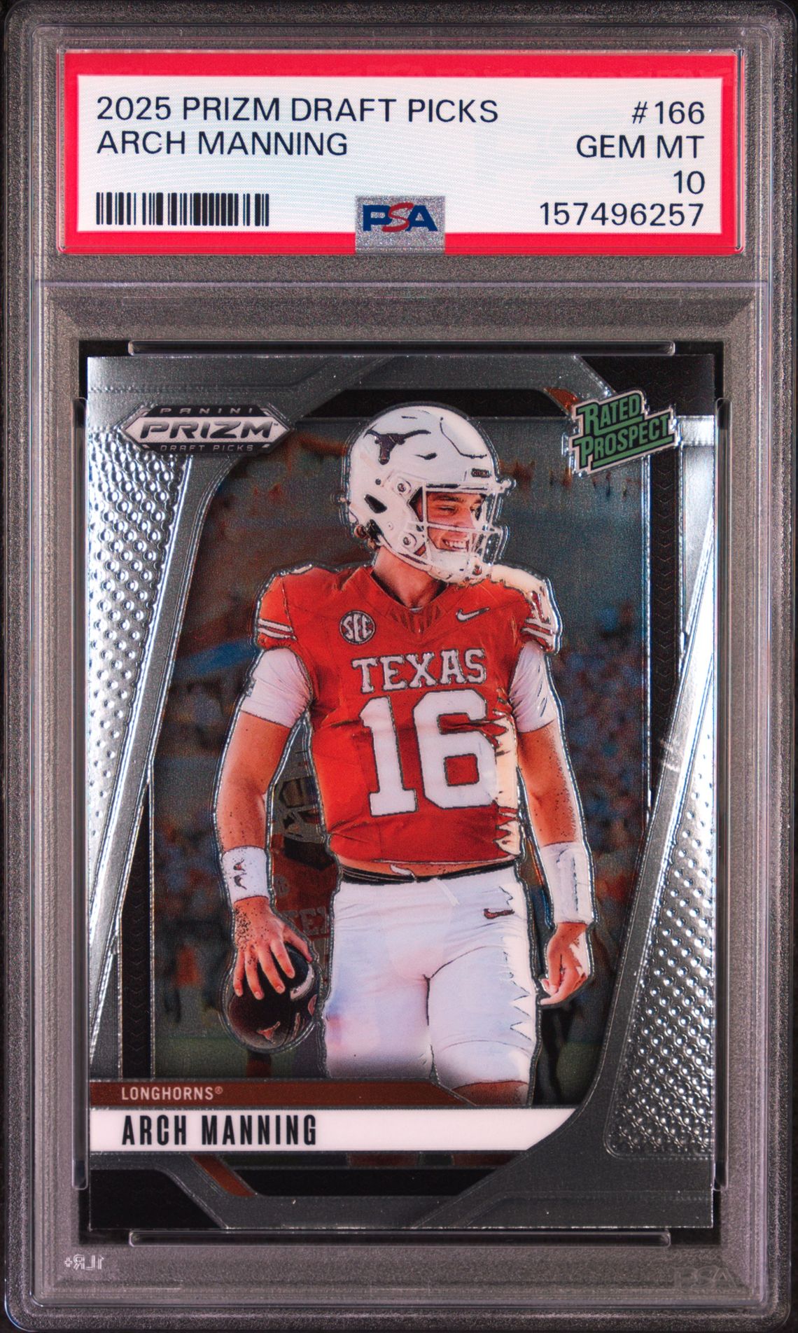 2025 Panini Prizm Draft Picks Arch Manning #166 Gem Mt 10 front