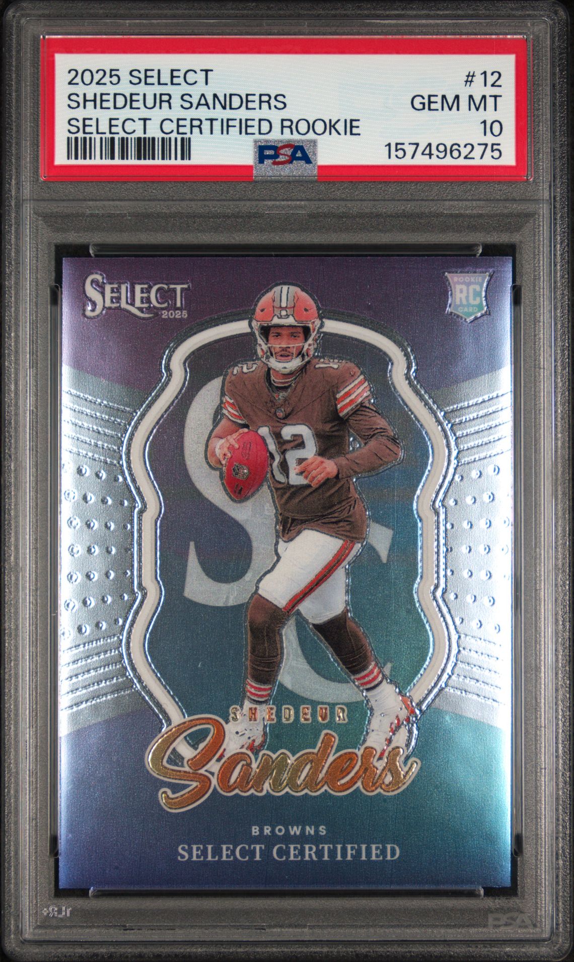 2025 Panini Select Select Certified Rookies Shedeur Sanders #12 Gem Mt 10 front