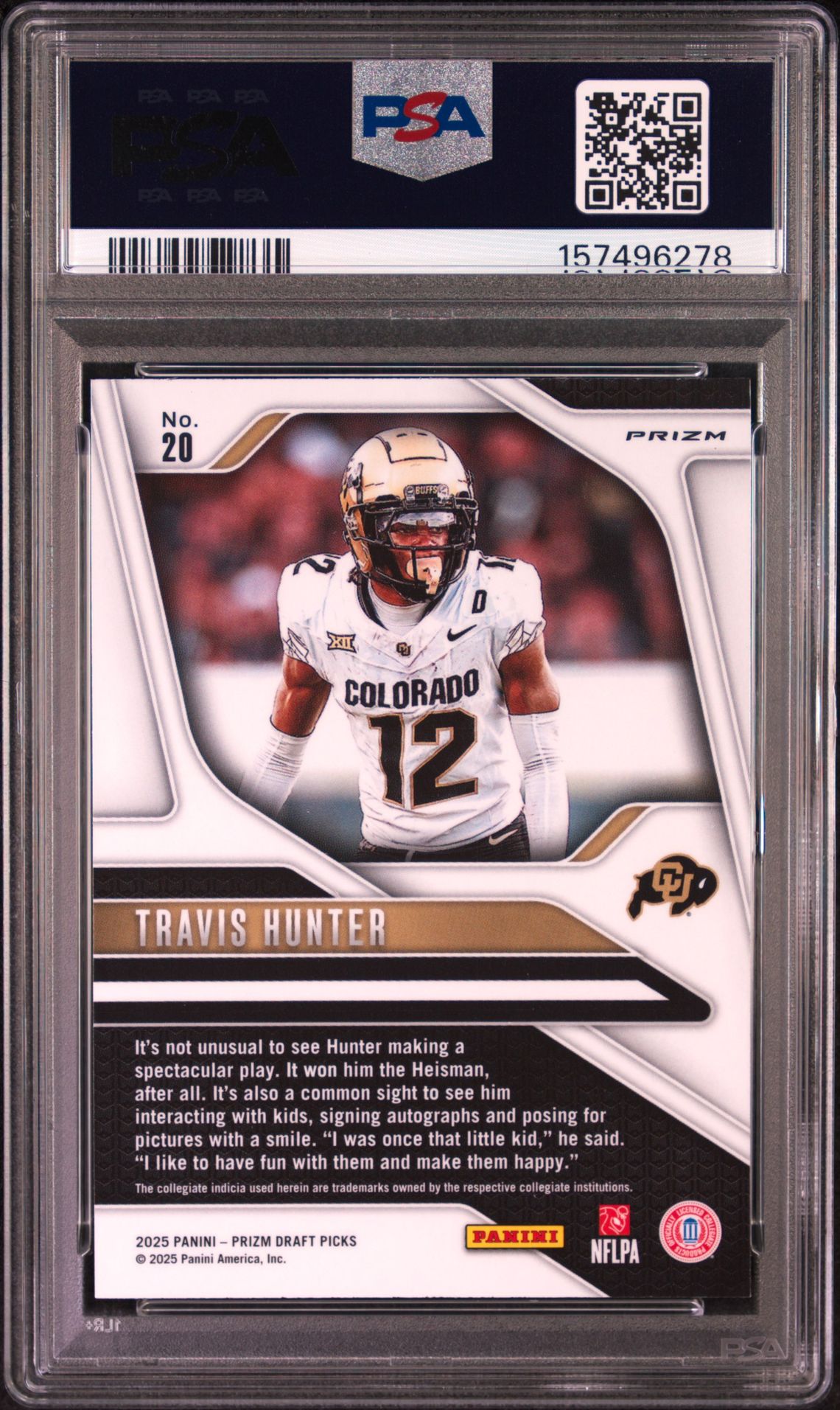 2025 Panini Prizm Draft Picks Travis Hunter #20 (Gold Ice) Gem Mt 10 back
