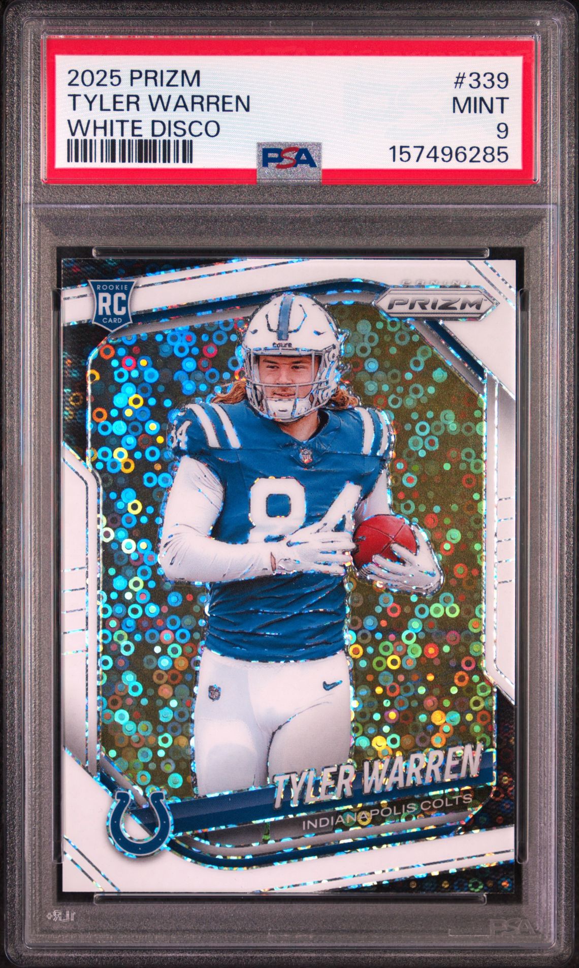 2025 Panini Prizm Tyler Warren #339 (White Disco) Mint 9 front