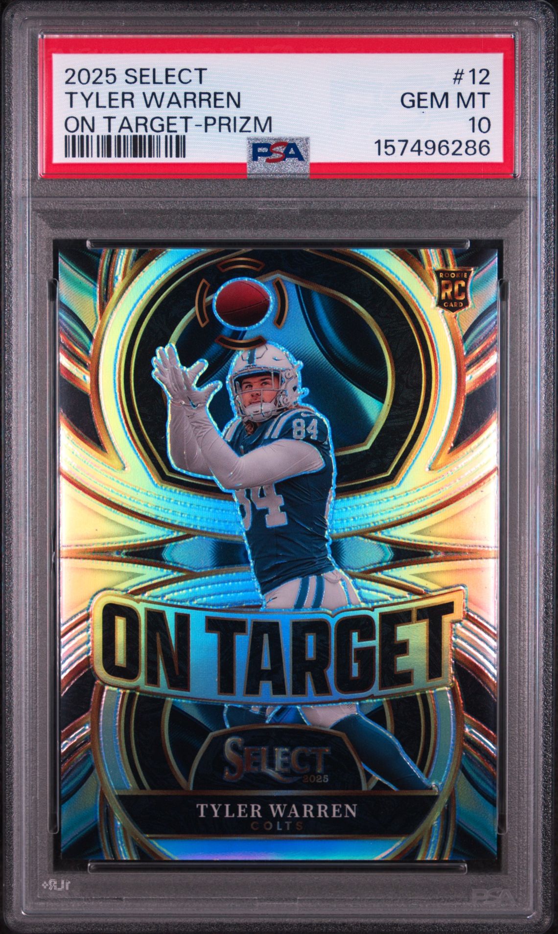 2025 PANINI SELECT ON TARGET TYLER WARREN ON TARGET-PRIZM 12 GEM MT 10 front