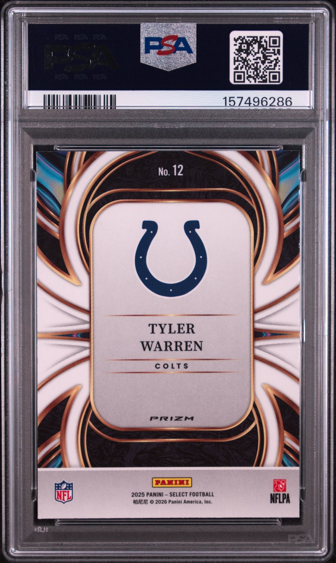 2025 PANINI SELECT ON TARGET TYLER WARREN ON TARGET-PRIZM 12 GEM MT 10 back