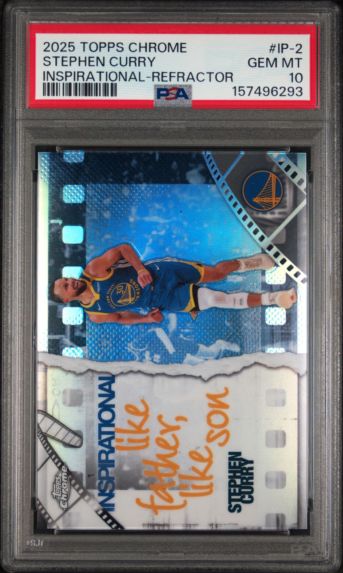 2025 Topps Chrome Inspirational Stephen Curry #Ip-2 (Inspirational-Refractor) Gem Mt 10 front view - PSA graded GEM MT 10
