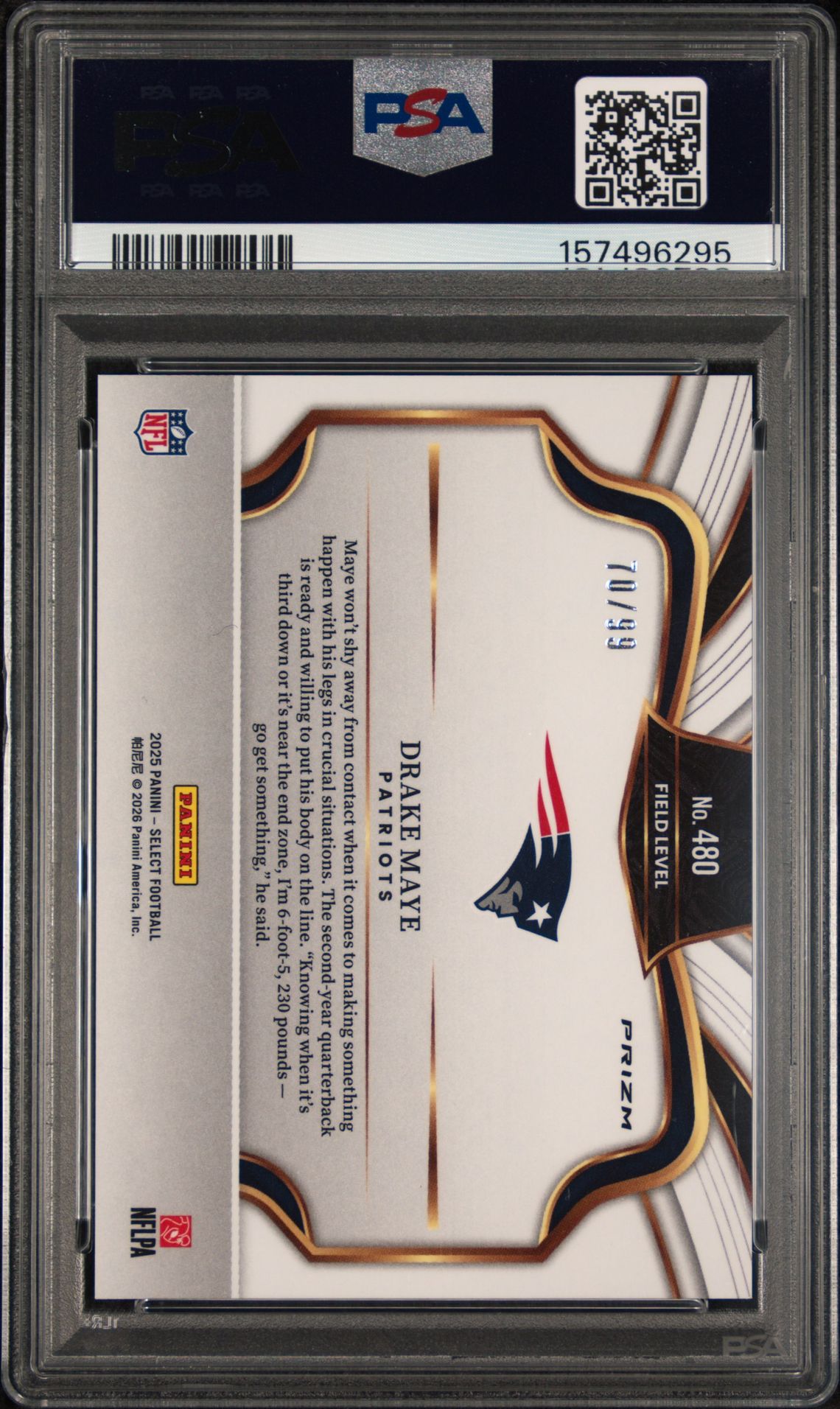 2025 PANINI SELECT DRAKE MAYE TRI-COLOR PRIZM 480 GEM MT 10 back