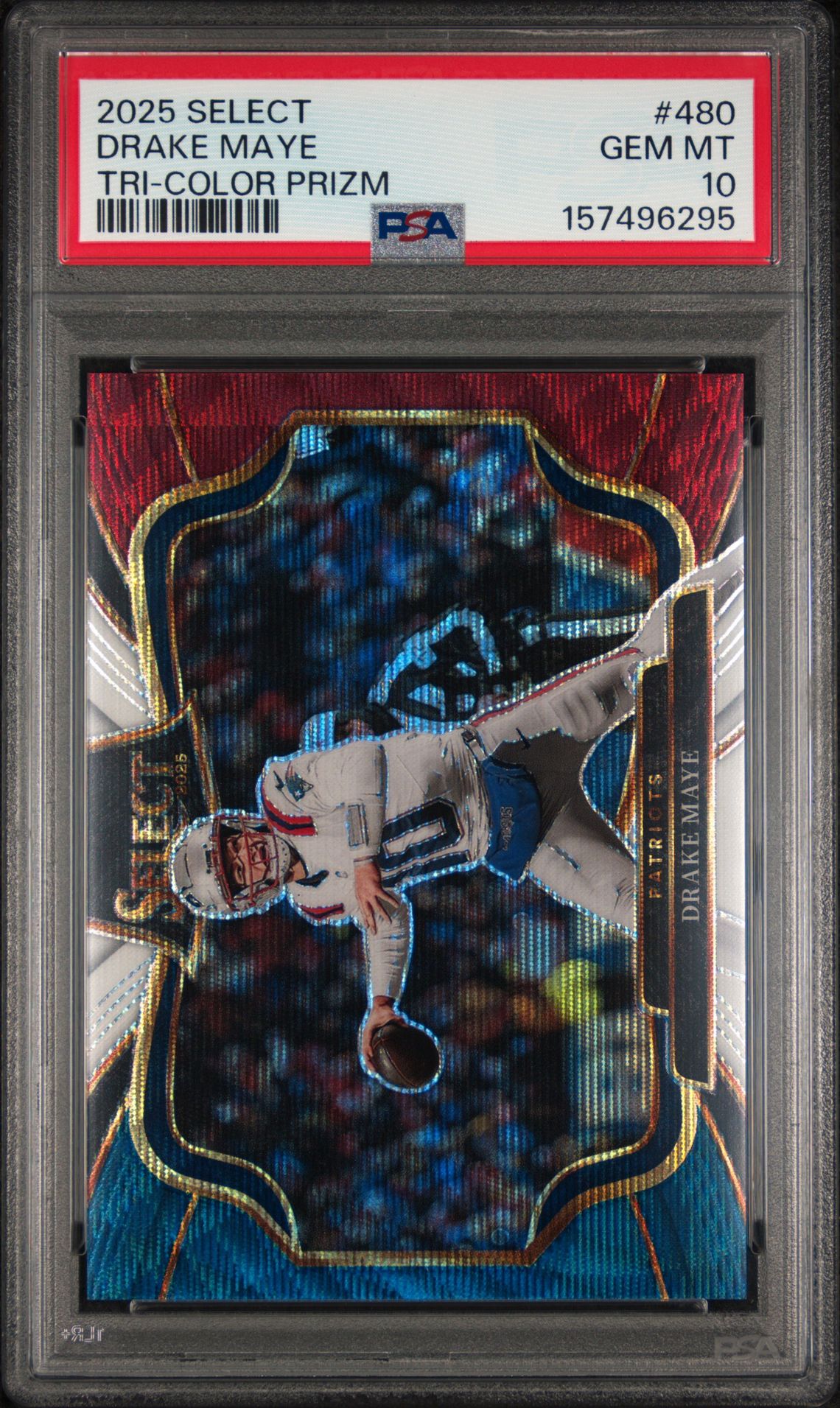 2025 PANINI SELECT DRAKE MAYE TRI-COLOR PRIZM 480 GEM MT 10 front
