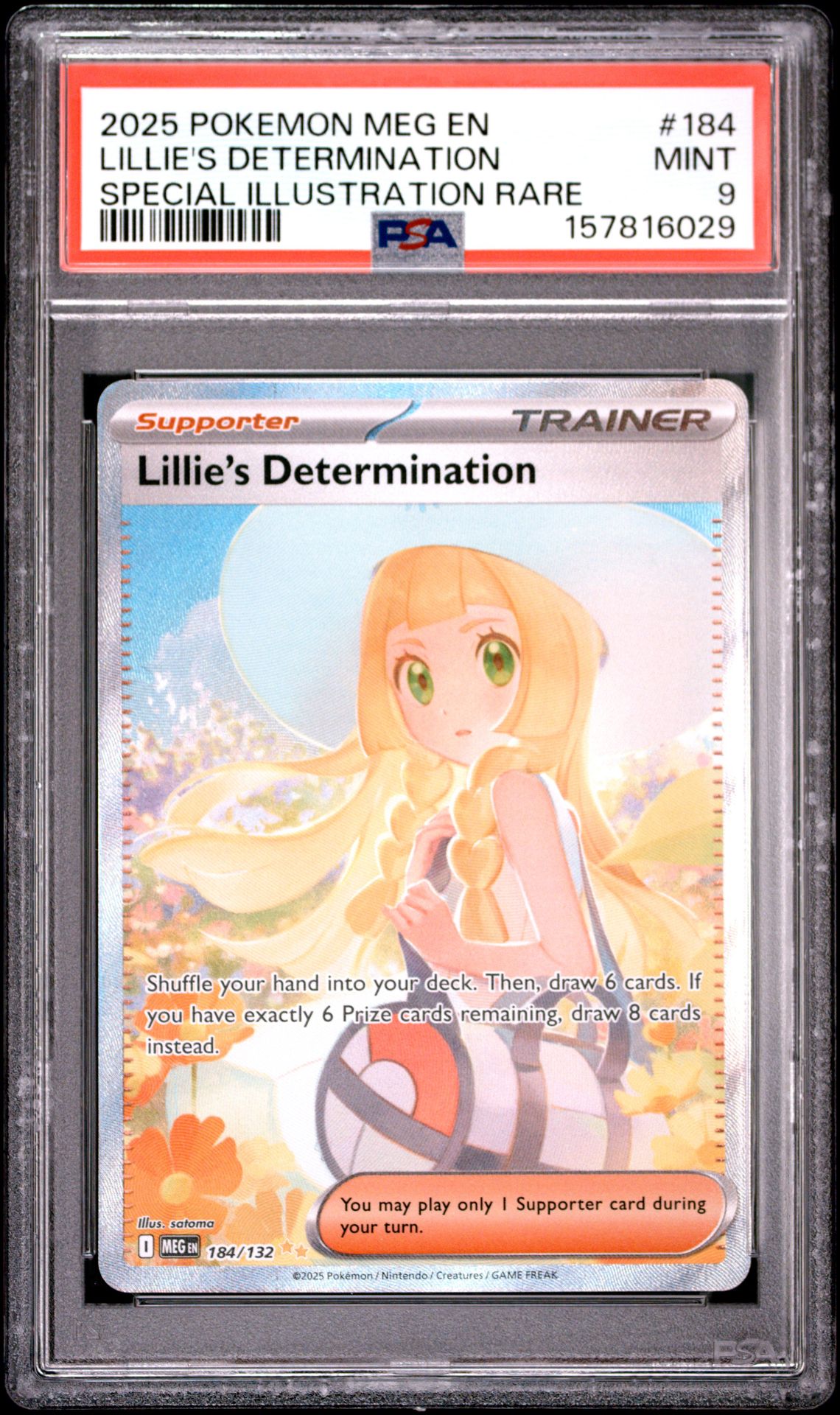 2025 Pokemon Meg En-Mega Evolution Lillie's Determination #184 (Special Illustration Rare) Mint 9 front