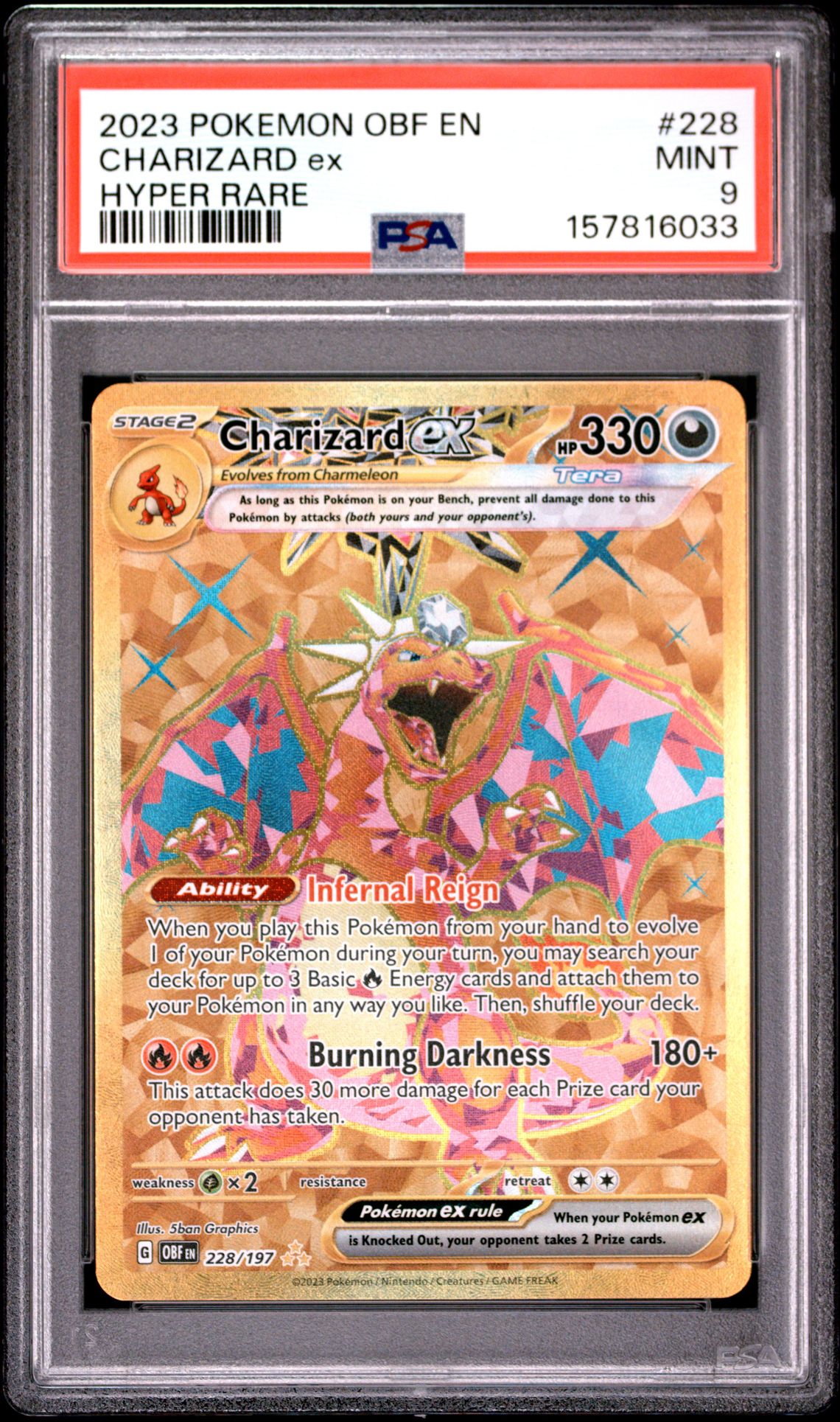 2023 Pokemon Obf En-Obsidian Flames Charizard Ex #228 (Hyper Rare) Mint 9 front