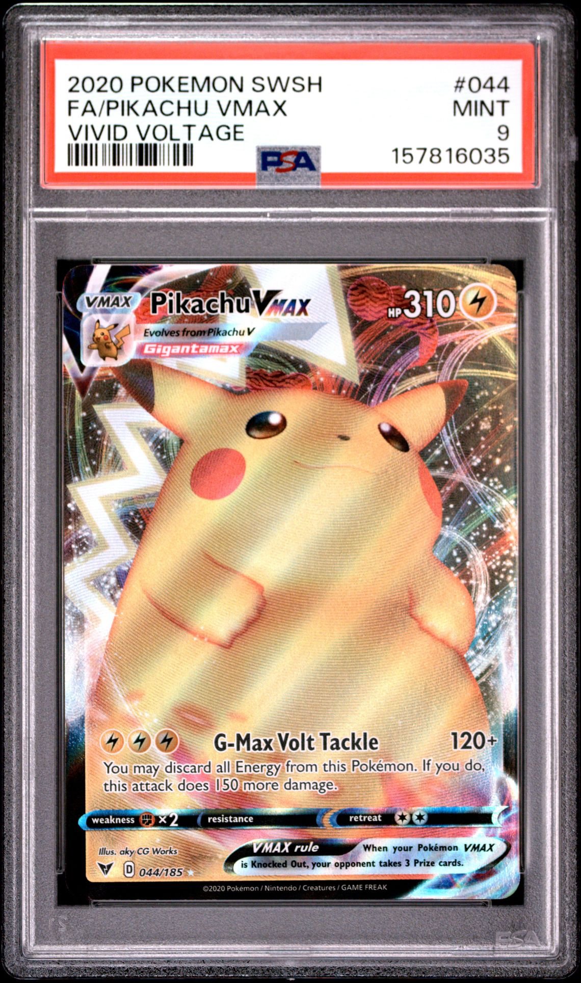 2020 Pokemon Sword & Shield Vivid Voltage Fa/Pikachu Vmax #044 (Vivid Voltage) Mint 9 front