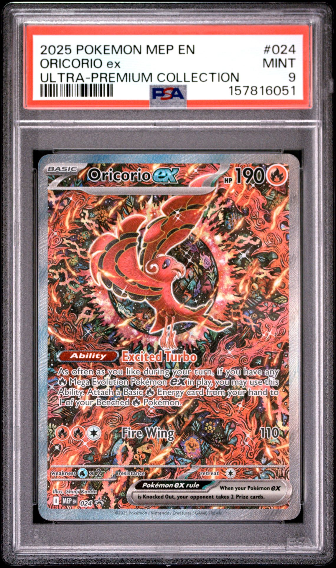 2025 Pokemon Mep En-Me Black Star Promo Oricorio Ex #024 (Ultra-Premium Collection) Mint 9 front