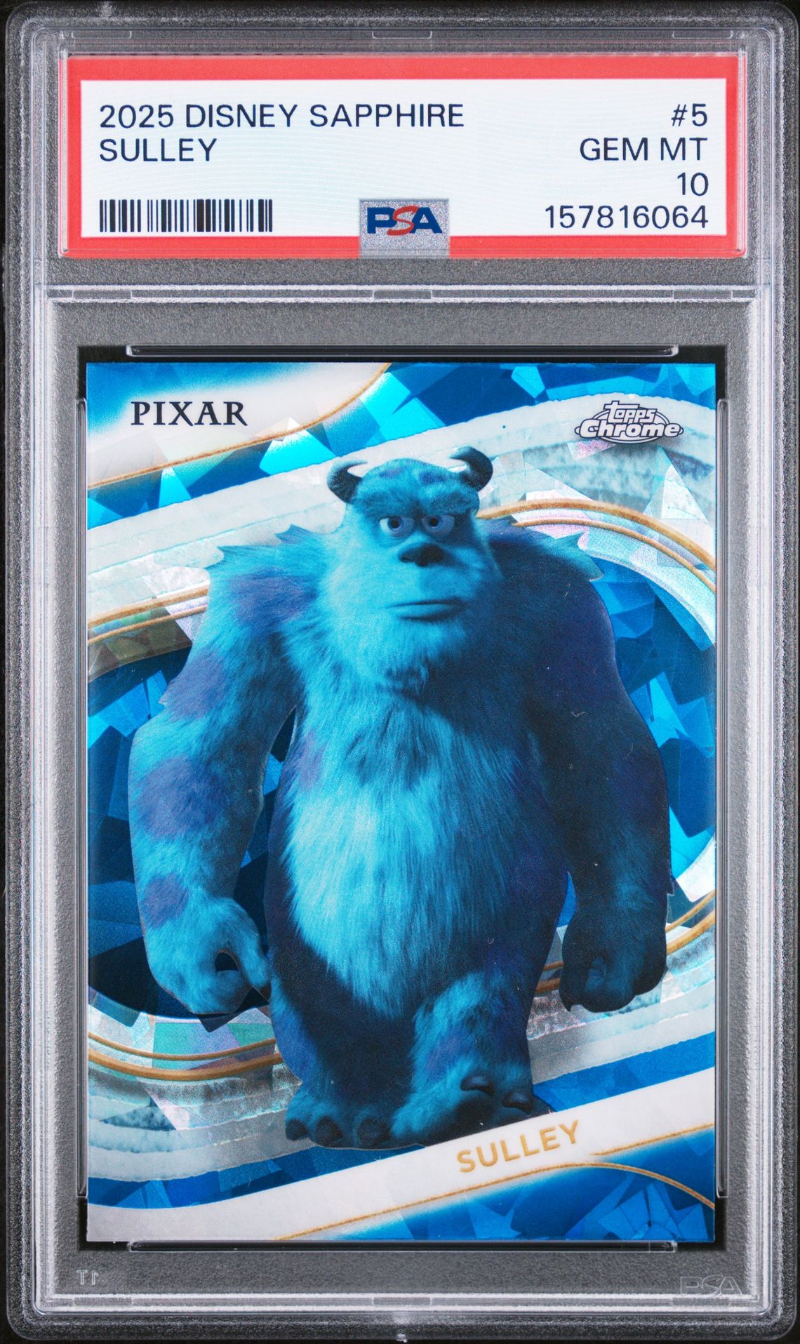 2025 Topps Chrome Disney Sapphire Edition Sulley #5 Gem Mt 10 front