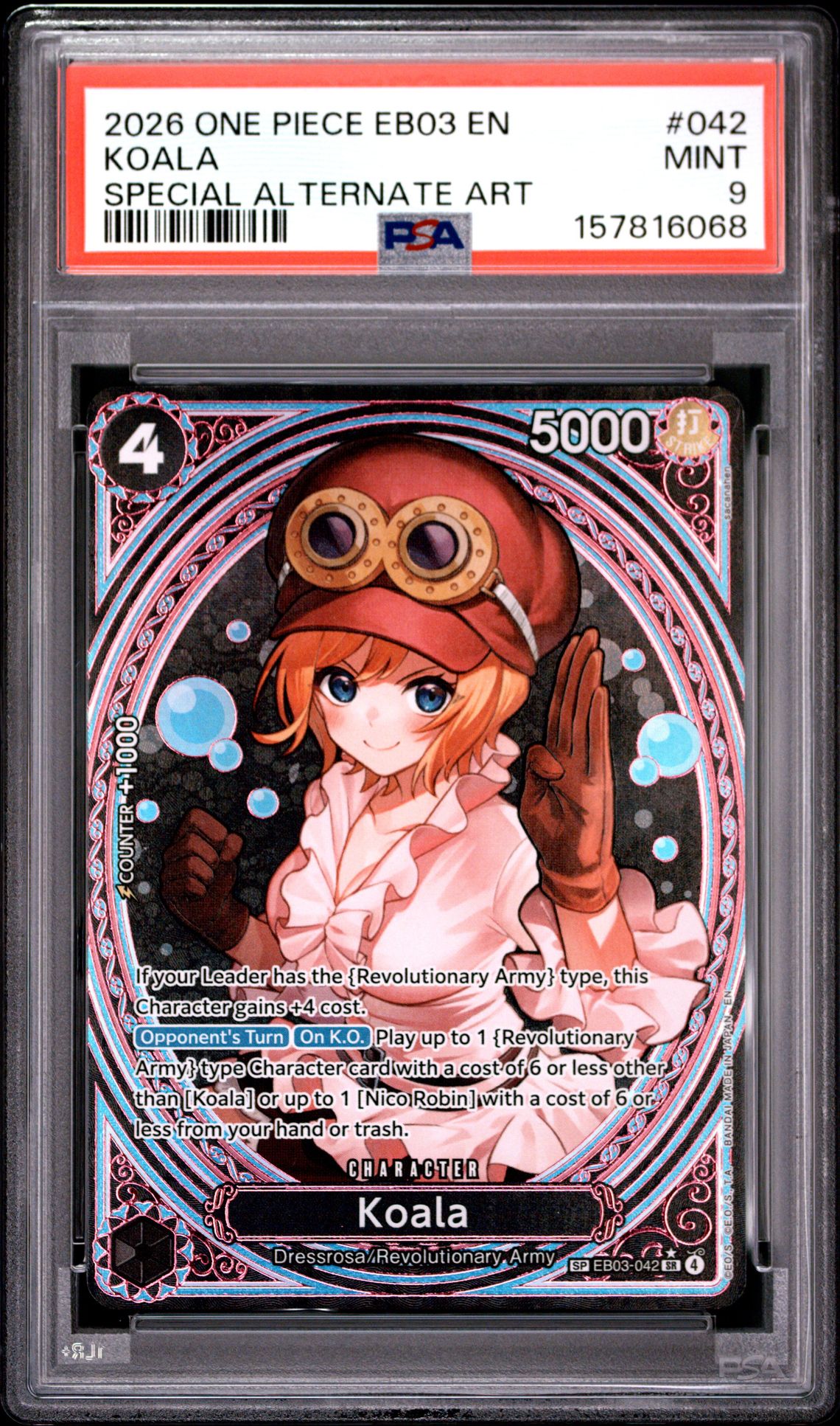 2026 One Piece Eb03-Extra Booster -One Piece Heroines Edition- Koala #042 (Special Alternate Art) Mint 9 front
