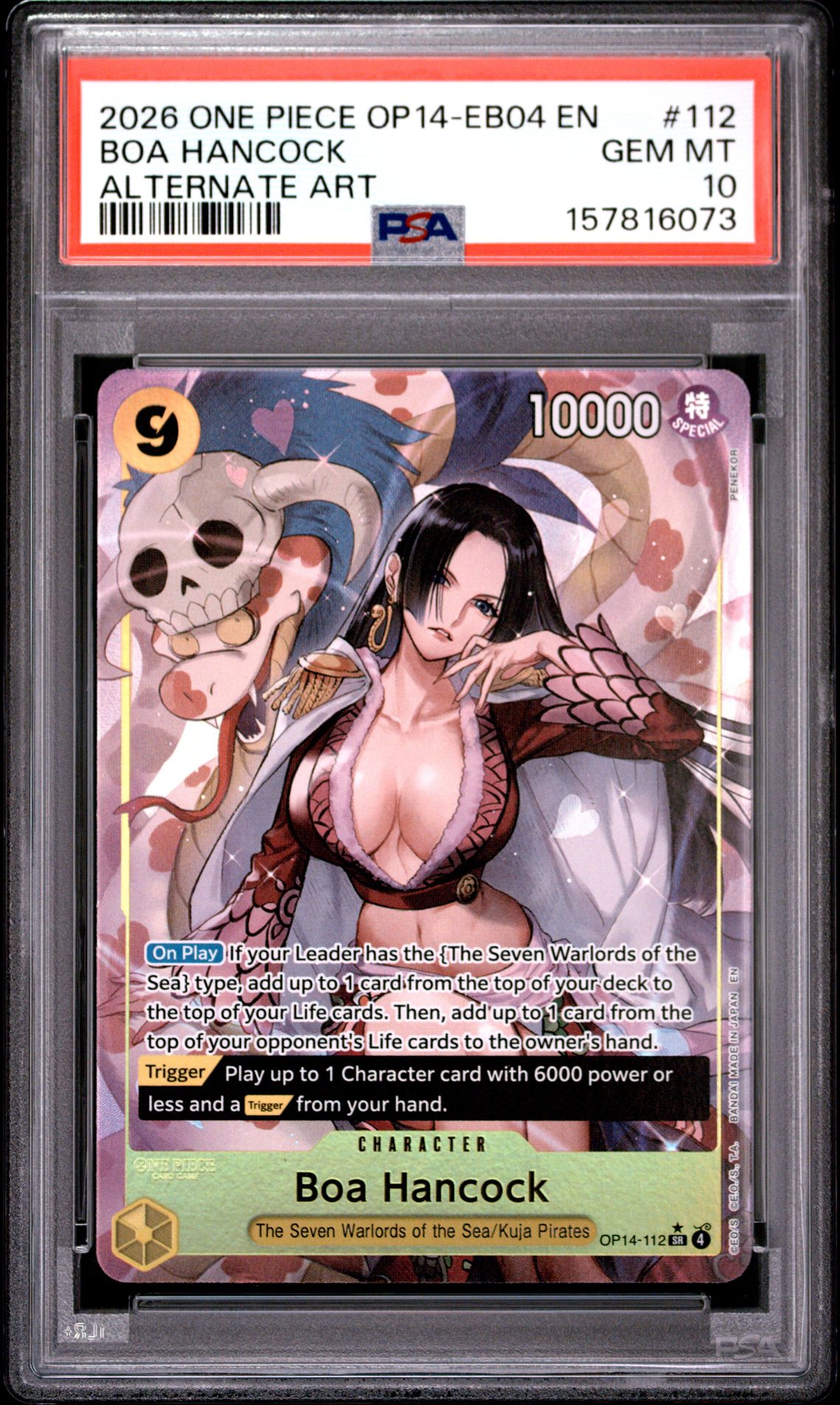 2026 One Piece Op14-Eb04-The Azure Sea's Seven Boa Hancock #112 (Alternate Art) Gem Mt 10 front