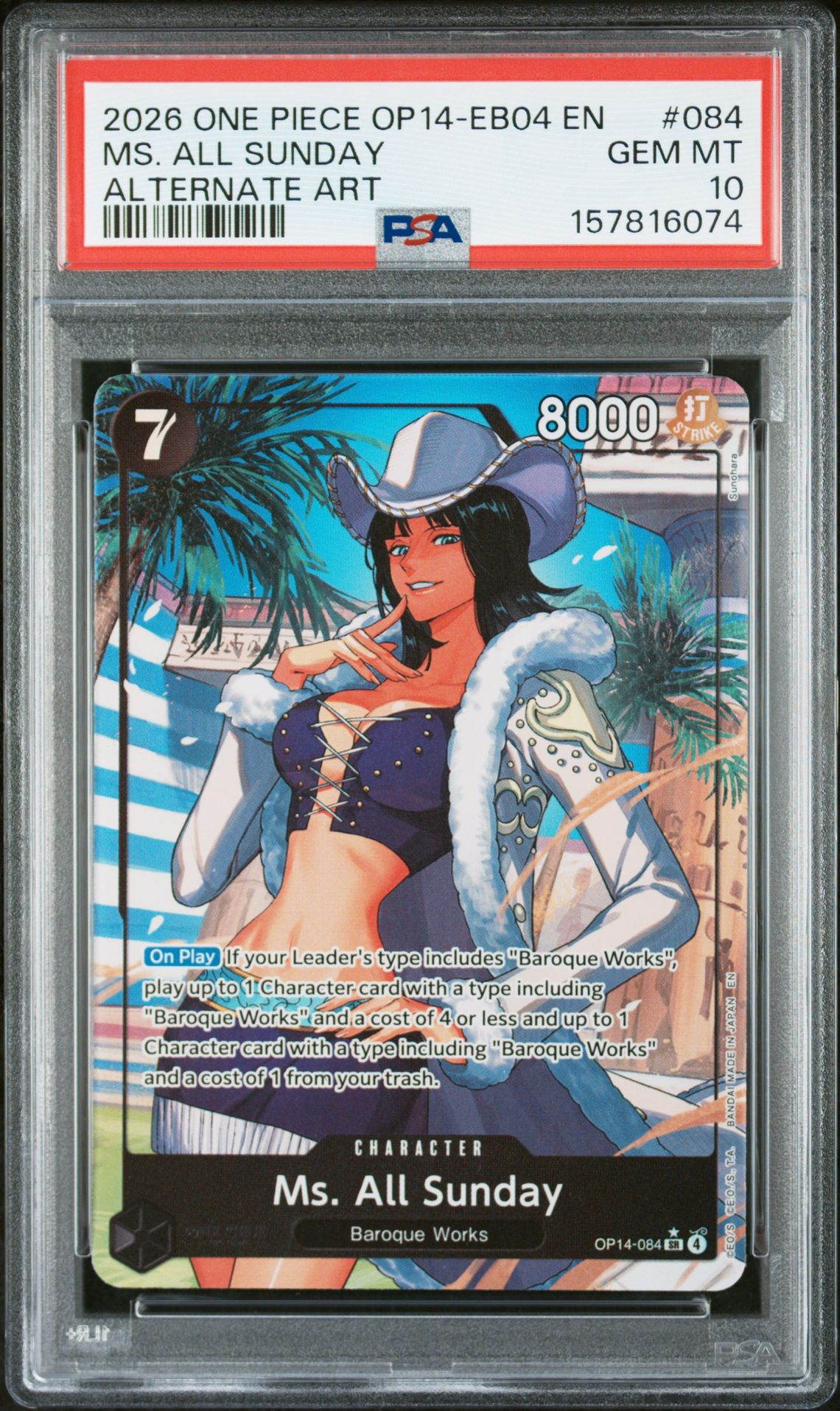 2026 One Piece Op14-Eb04-The Azure Sea's Seven Ms. All Sunday #084 (Alternate Art) Gem Mt 10 front