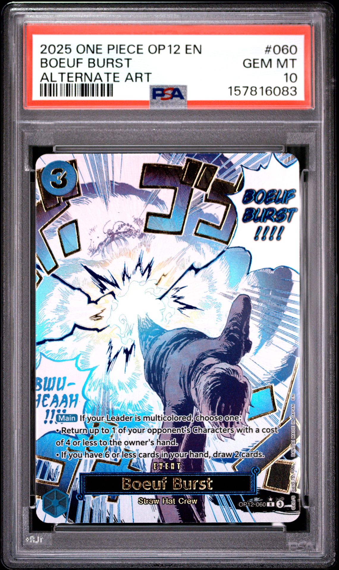 2025 One Piece Op12-Legacy Of The Master Boeuf Burst #060 (Alternate Art) Gem Mt 10 front