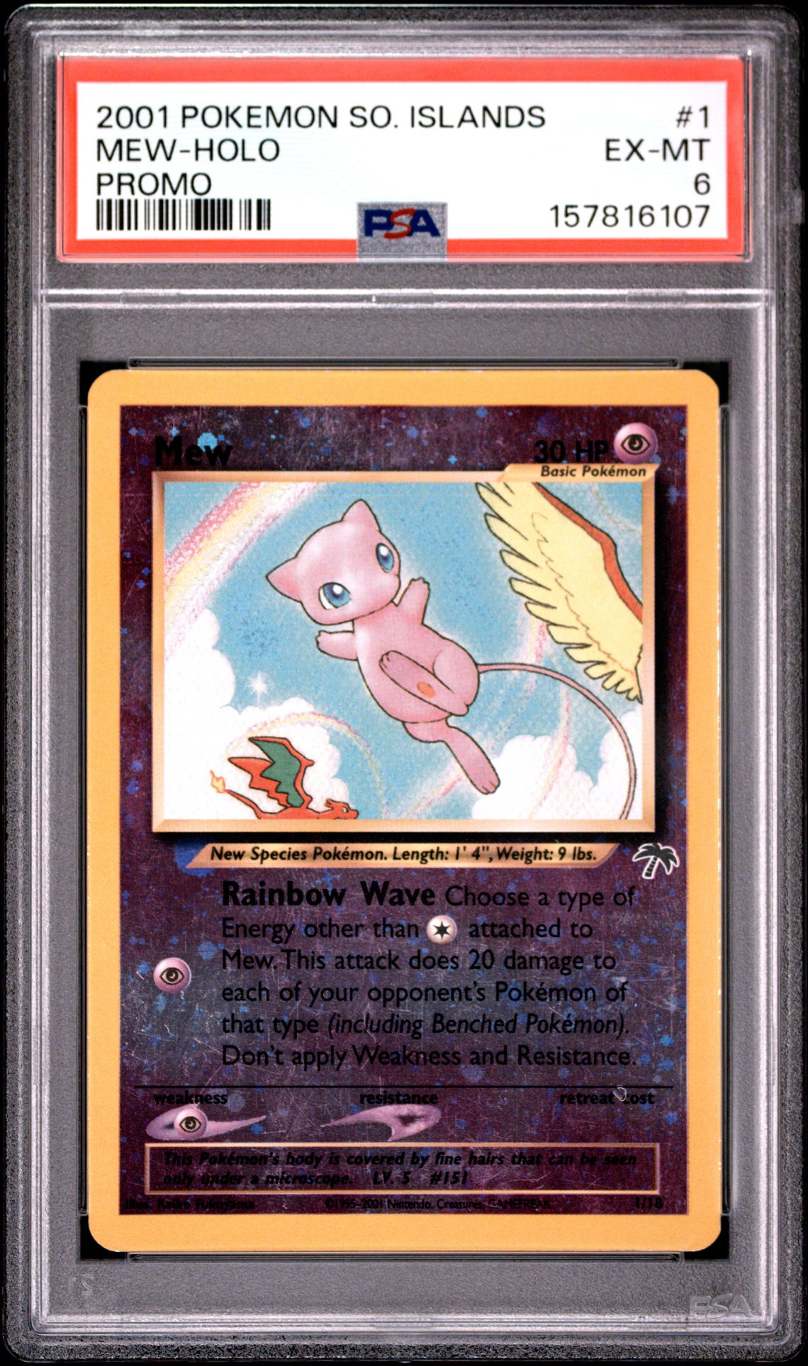 2001 Pokemon Southern Islands Promo Mew-Holo #1 (Promo) Ex-Mt 6 front