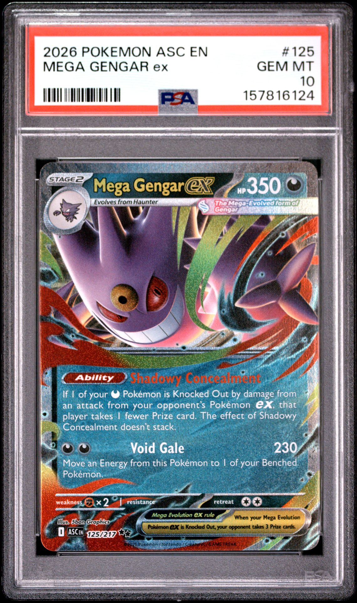 2026 Pokemon Asc En-Ascended Heroes Mega Gengar Ex #125 Gem Mt 10 front