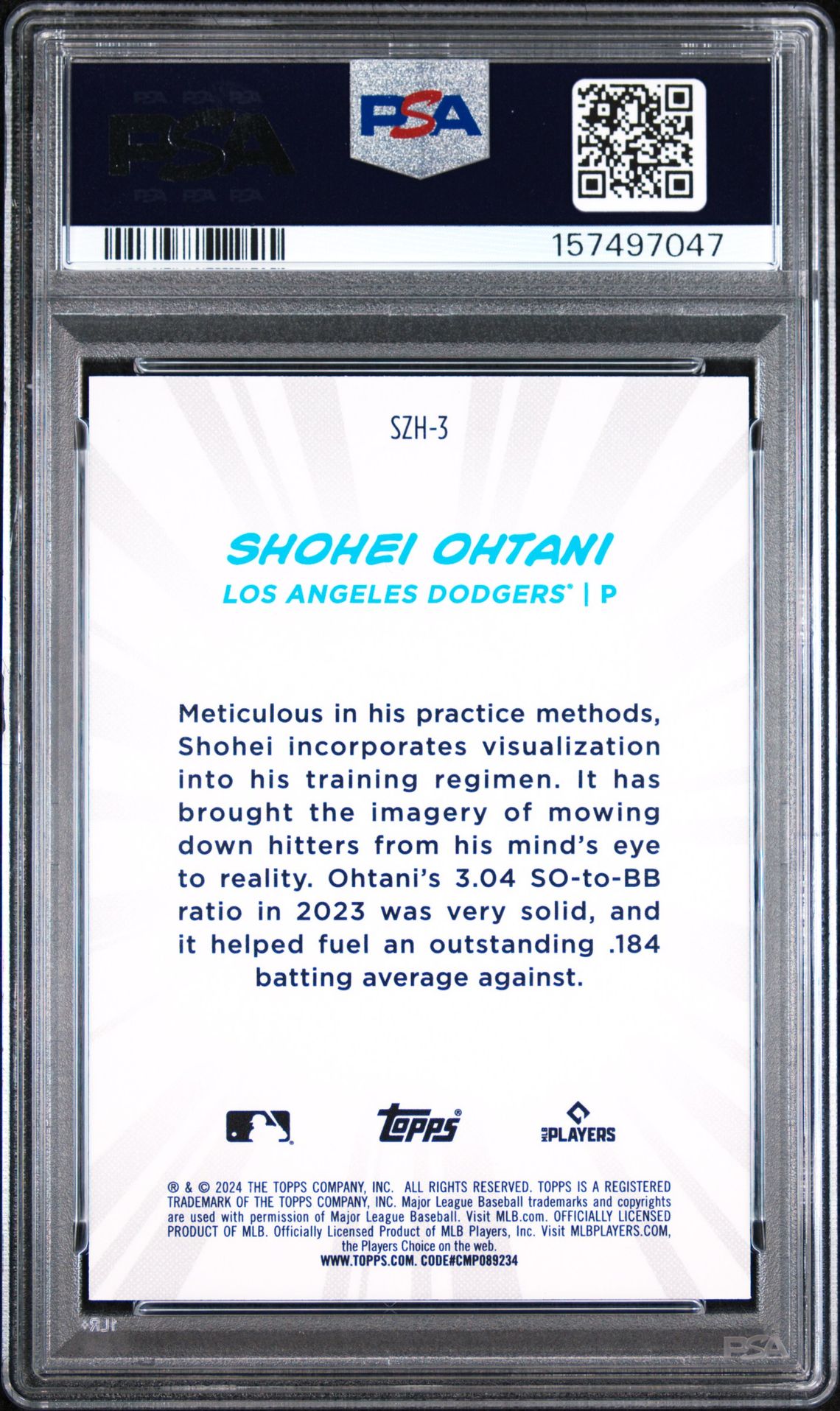 2024 Topps Baseball Japan Edition Strike Zone Heroes Shohei Ohtani #Szh3 Gem Mt 10 back