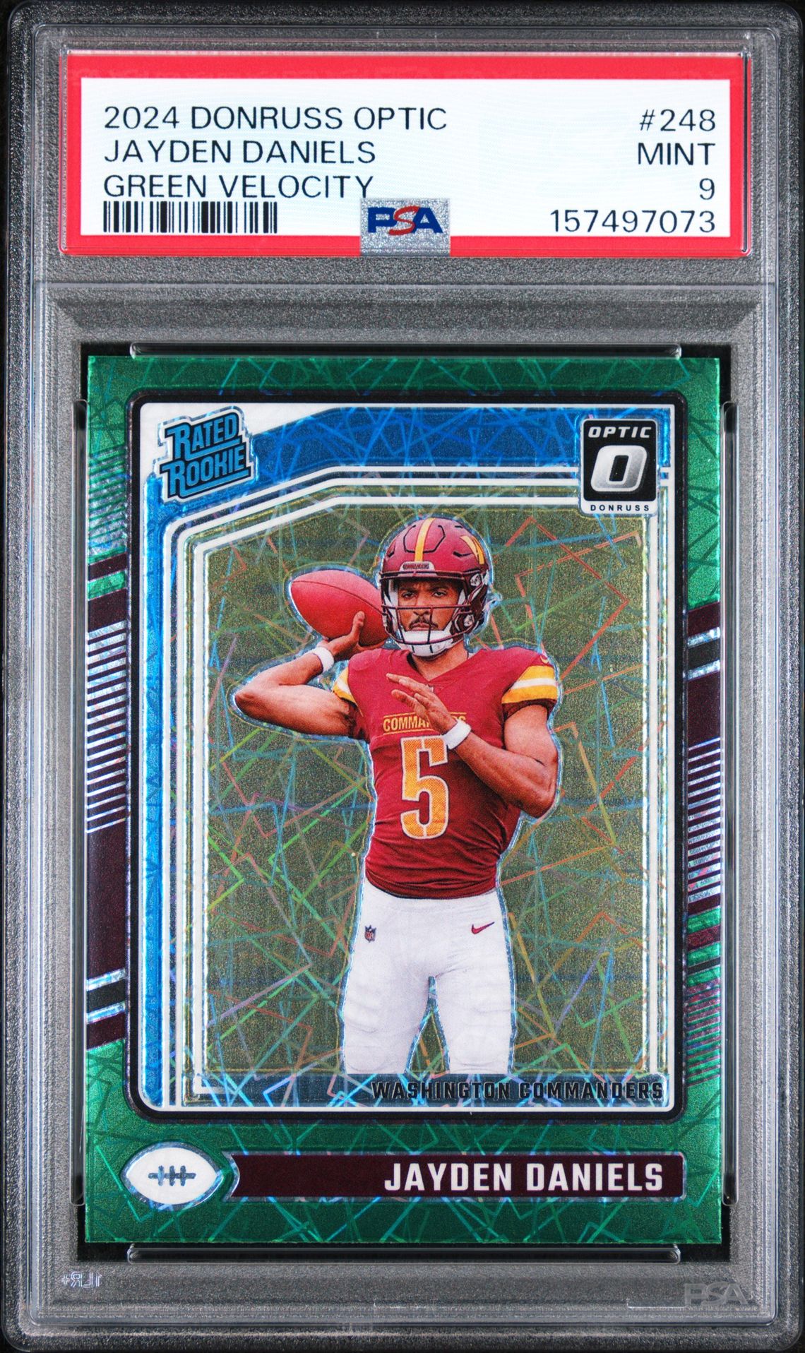 2024 Panini Donruss Optic Jayden Daniels #248 (Green Velocity) Mint 9 front
