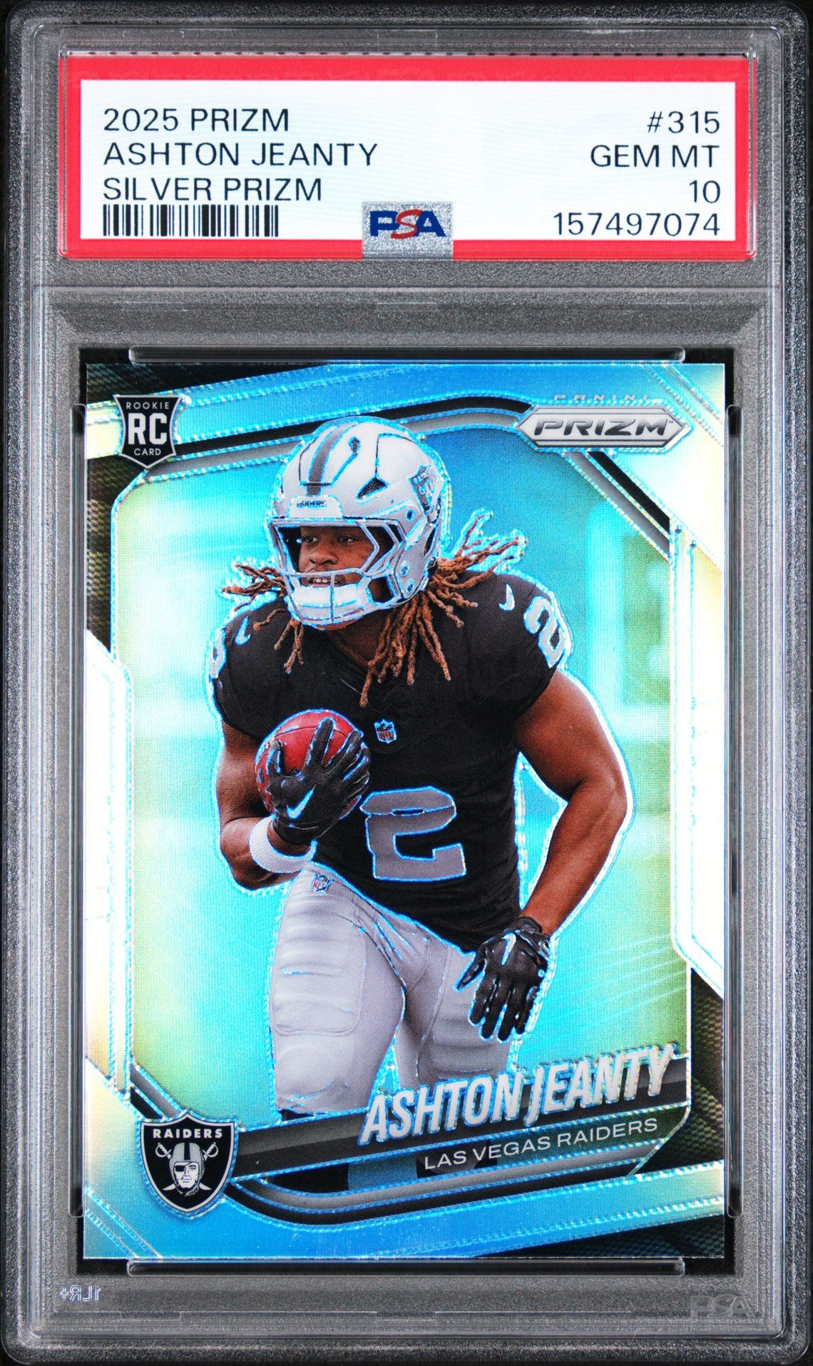 2025 Panini Prizm Ashton Jeanty #315 (Silver Prizm) Gem Mt 10 front