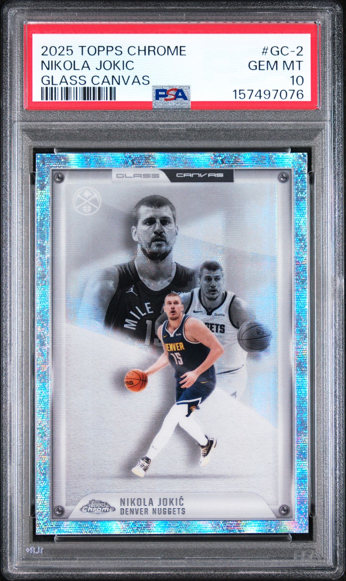 2025 Topps Chrome Glass Canvas Nikola Jokic #Gc-2 Gem Mt 10 front view - PSA graded GEM MT 10