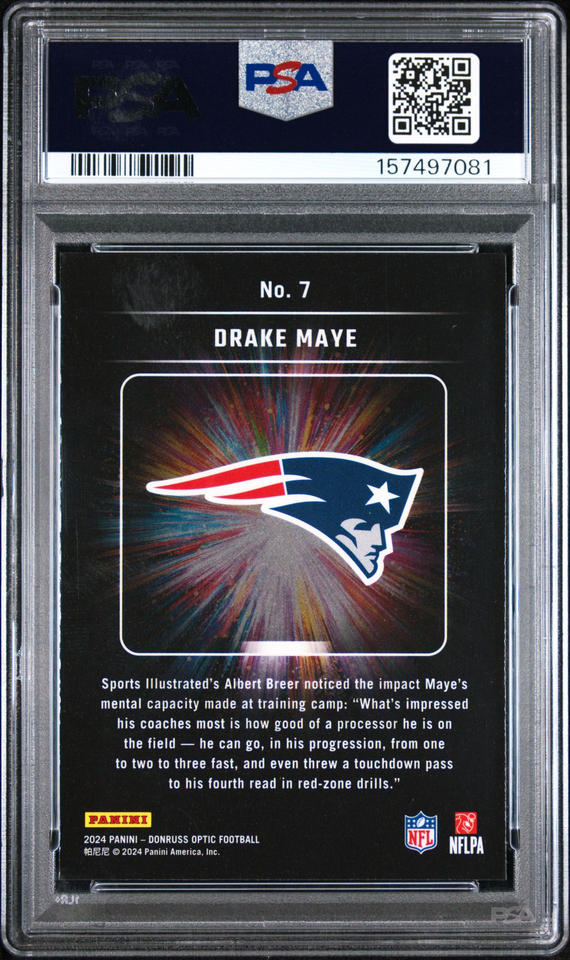 2024 Panini Donruss Optic Light It Up Drake Maye #7 Mint 9 back