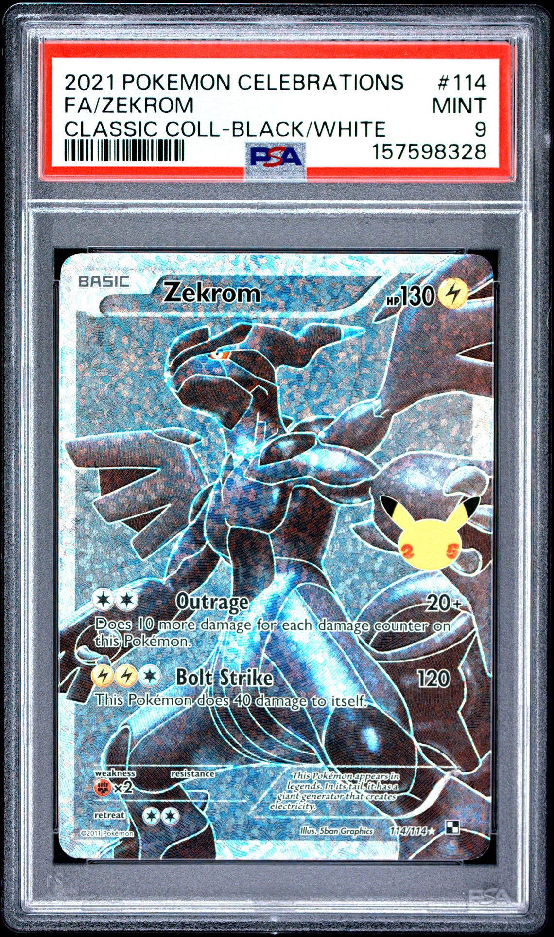 2021 Pokemon Celebrations Classic Collection Fa/Zekrom #114 (Classic Coll-Black/White) Mint 9 front