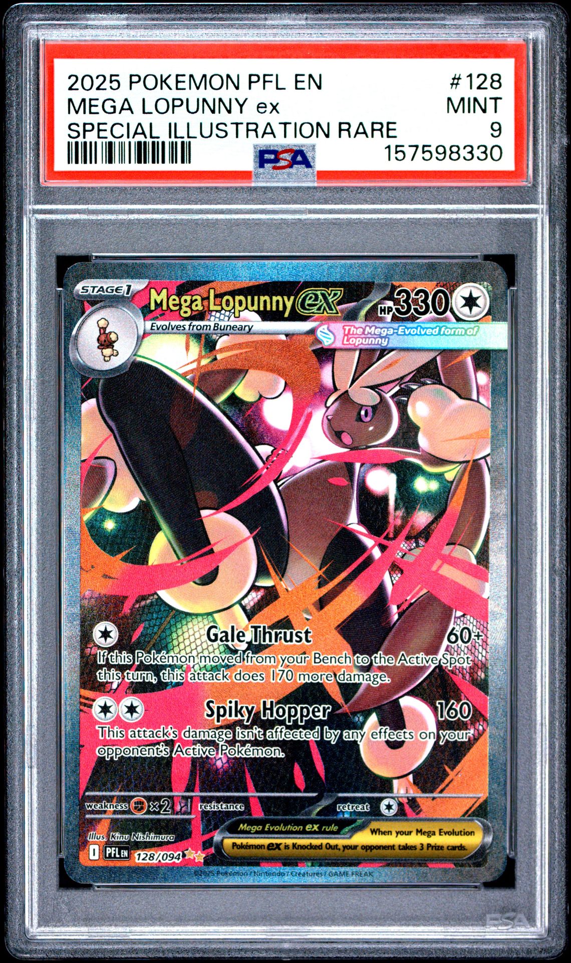 2025 Pokemon Pfl En-Phantasmal Flames Mega Lopunny Ex #128 (Special Illustration Rare) Mint 9 front
