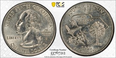 2000-D 25C South Carolina AU58