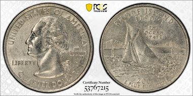 2001-D 25C Rhode Island AU53