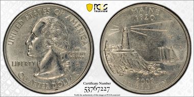2003-D 25C Maine AU55