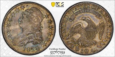 1824 50C Over Various Dates XF40