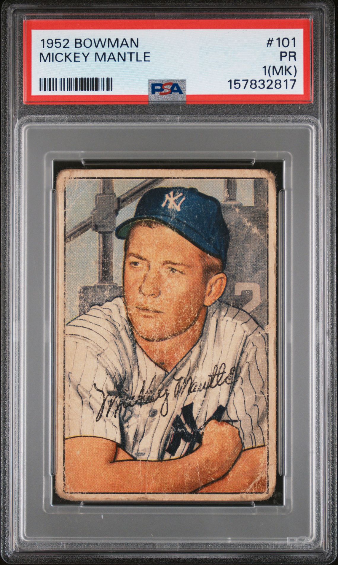 1952 Bowman #101 Mickey Mantle front