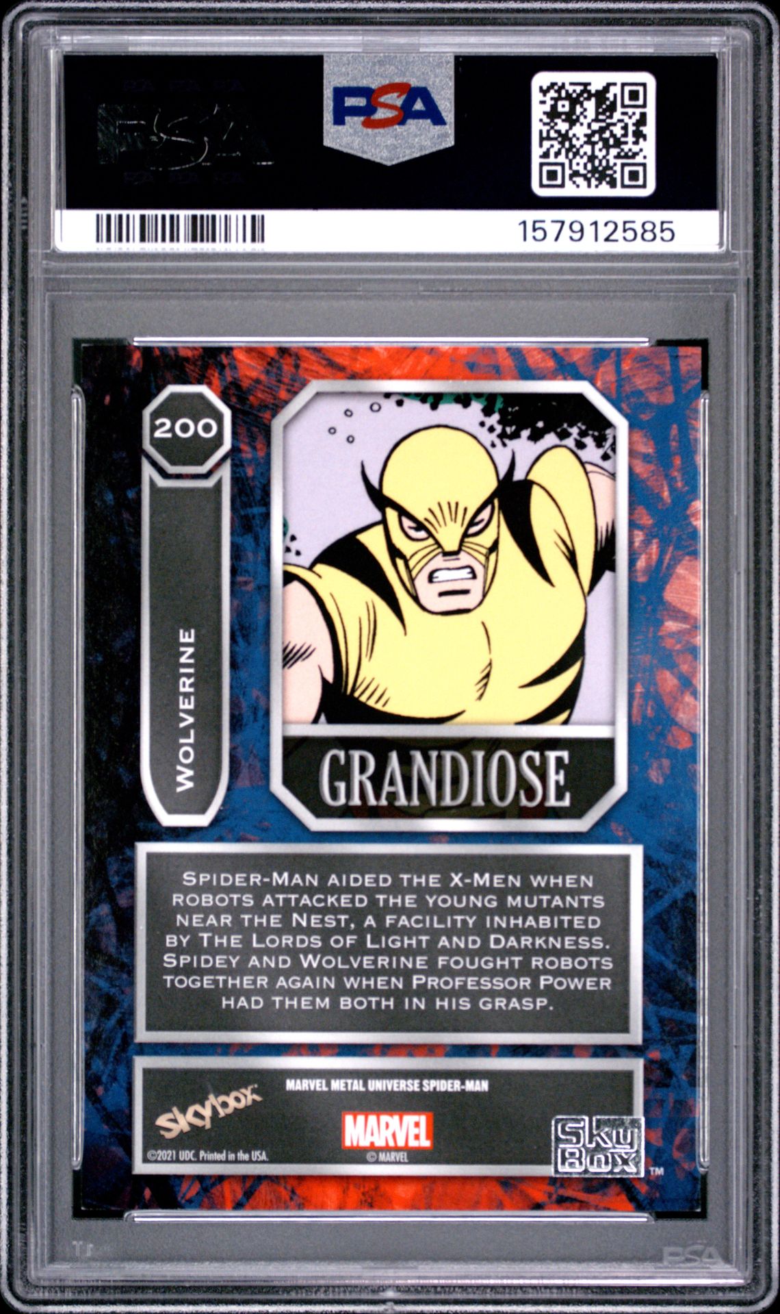 2022 Skybox Marvel Metal Universe Spider-Man Wolverine #200 (Grandiose) Nm-Mt 8 back