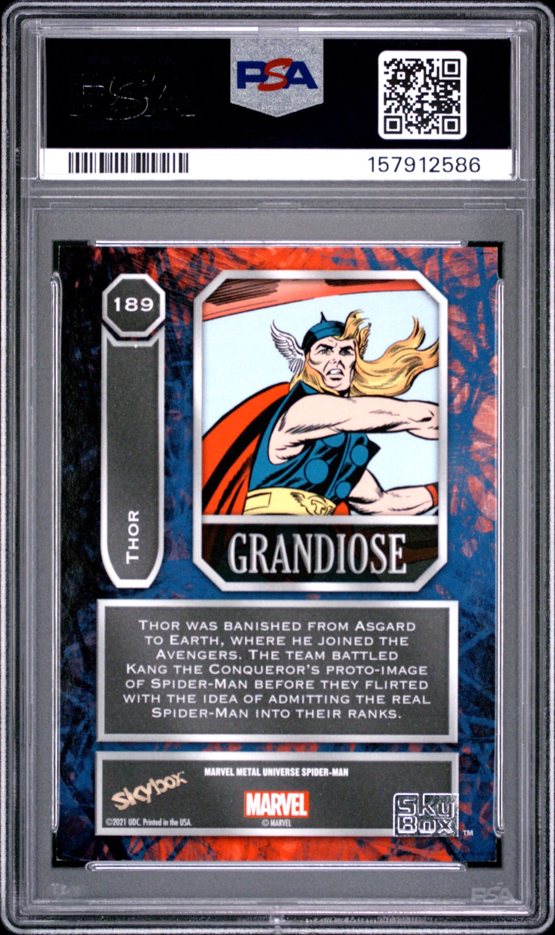 2022 Skybox Marvel Metal Universe Spider-Man Thor #189 (Grandiose) Nm-Mt 8 back