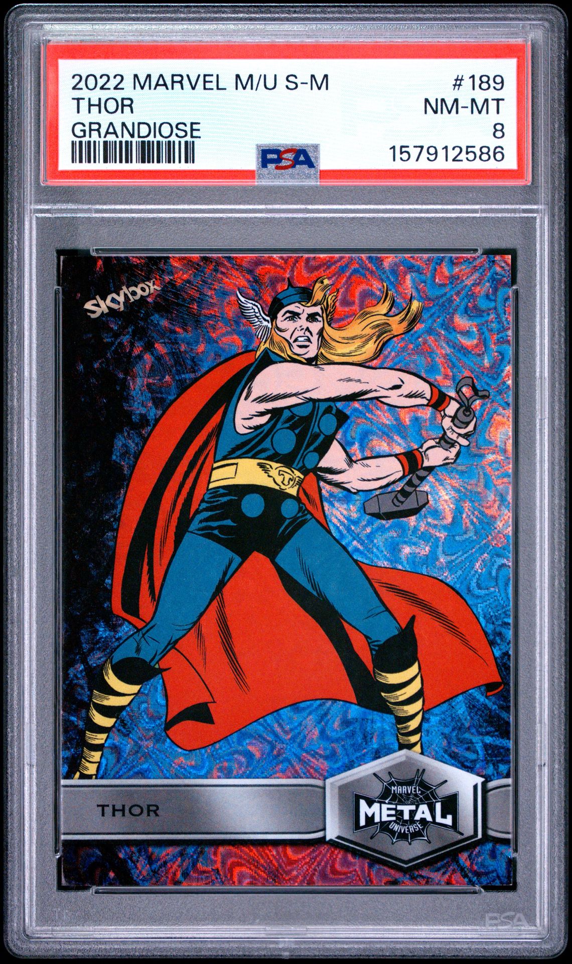 2022 Skybox Marvel Metal Universe Spider-Man Thor #189 (Grandiose) Nm-Mt 8 front