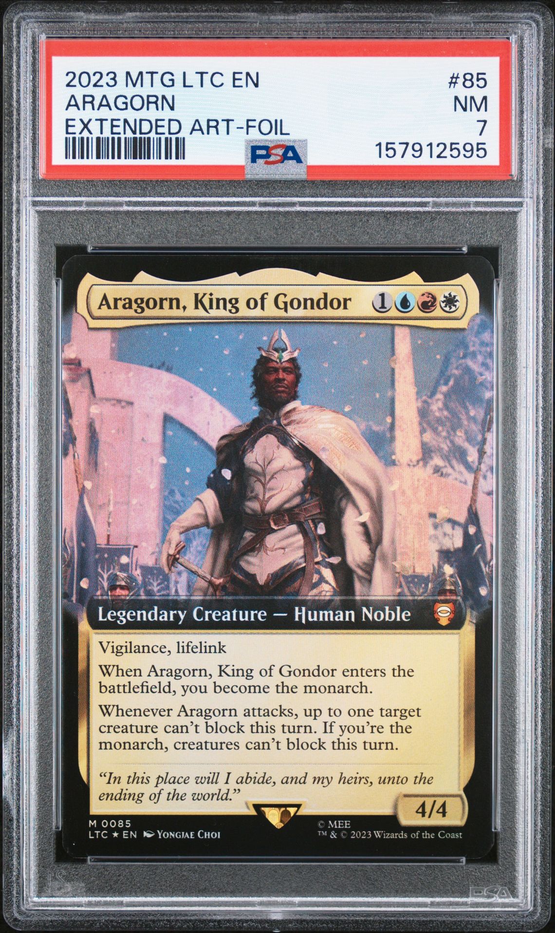 2023 Magic The Gathering The Lord Of The Rings: Tales Of Middle-Earth Commander Aragorn #85 (Extended Art-Foil) Nm 7 front