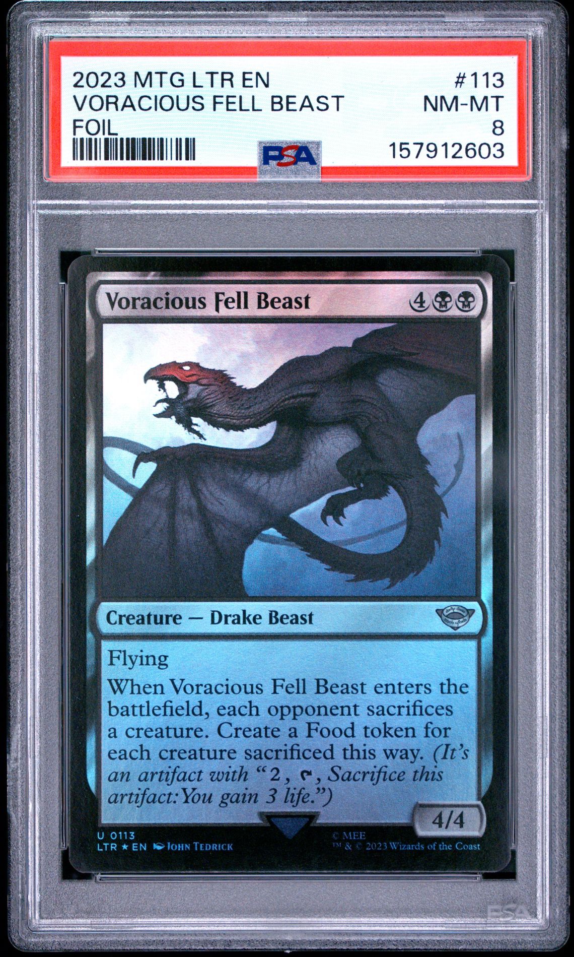 2023 Magic The Gathering The Lord Of The Rings: Tales Of Middle-Earth Voracious Fell Beast #113 (Foil) Nm-Mt 8 front