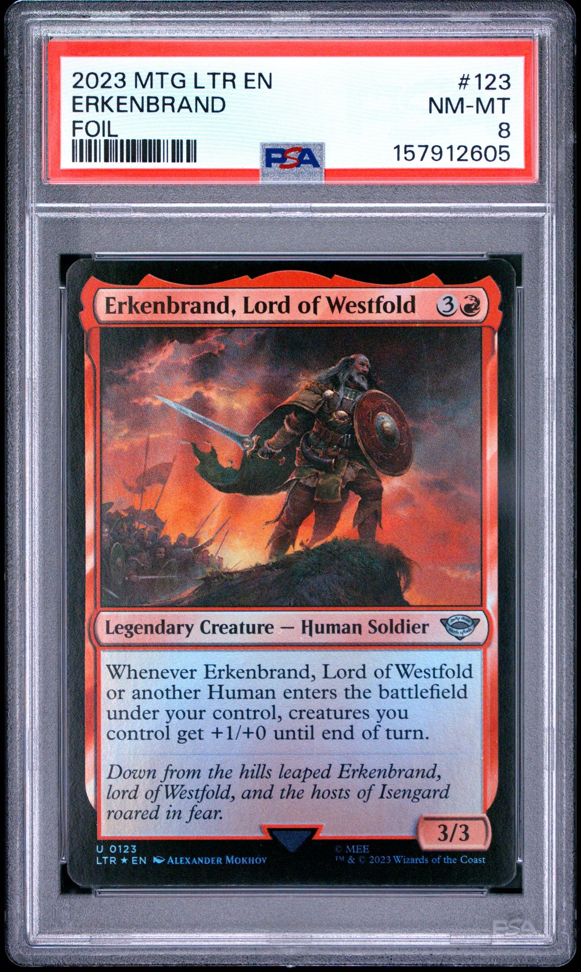 2023 Magic The Gathering The Lord Of The Rings: Tales Of Middle-Earth Erkenbrand #123 (Foil) Nm-Mt 8 front