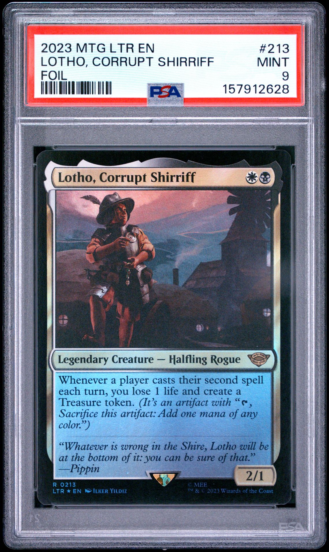 2023 Magic The Gathering The Lord Of The Rings: Tales Of Middle-Earth Lotho, Corrupt Shirriff #213 (Foil) Mint 9 front