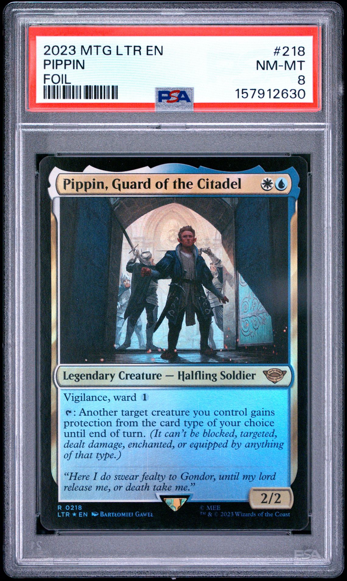 2023 Magic The Gathering The Lord Of The Rings: Tales Of Middle-Earth Pippin #218 (Foil) Nm-Mt 8 front