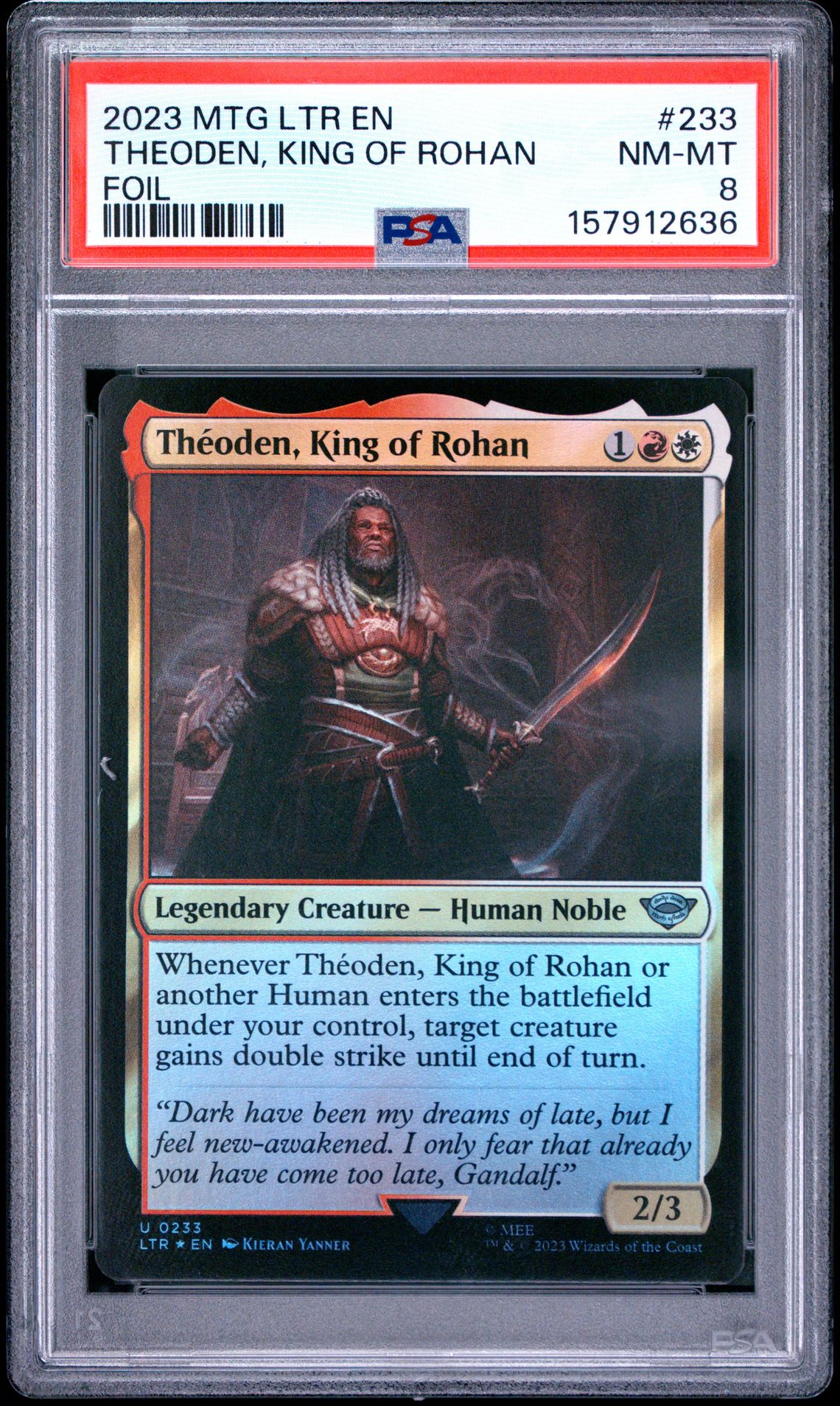 2023 Magic The Gathering The Lord Of The Rings: Tales Of Middle-Earth Theoden, King Of Rohan #233 (Foil) Nm-Mt 8 front