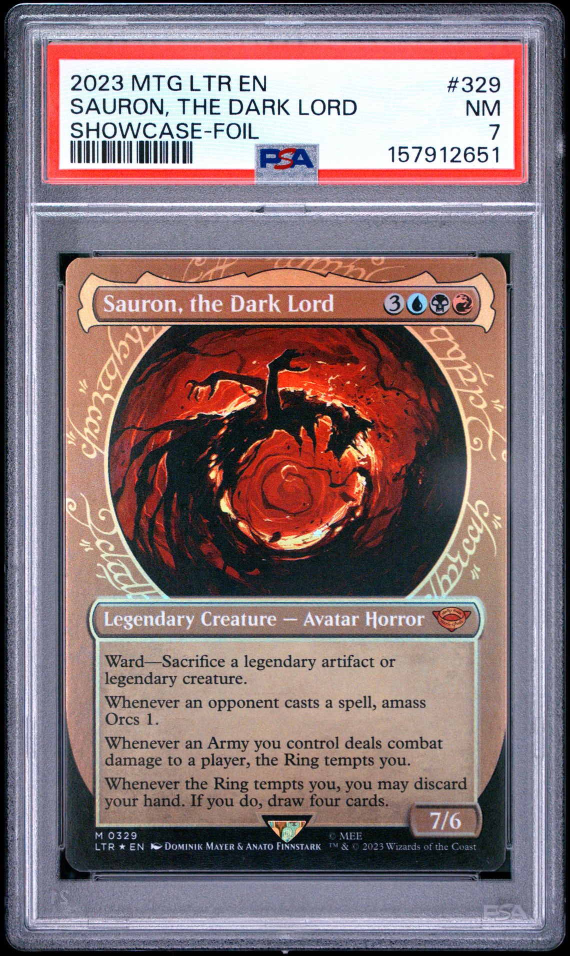 2023 Magic The Gathering The Lord Of The Rings: Tales Of Middle-Earth Sauron, The Dark Lord #329 (Showcase-Foil) Nm 7 front