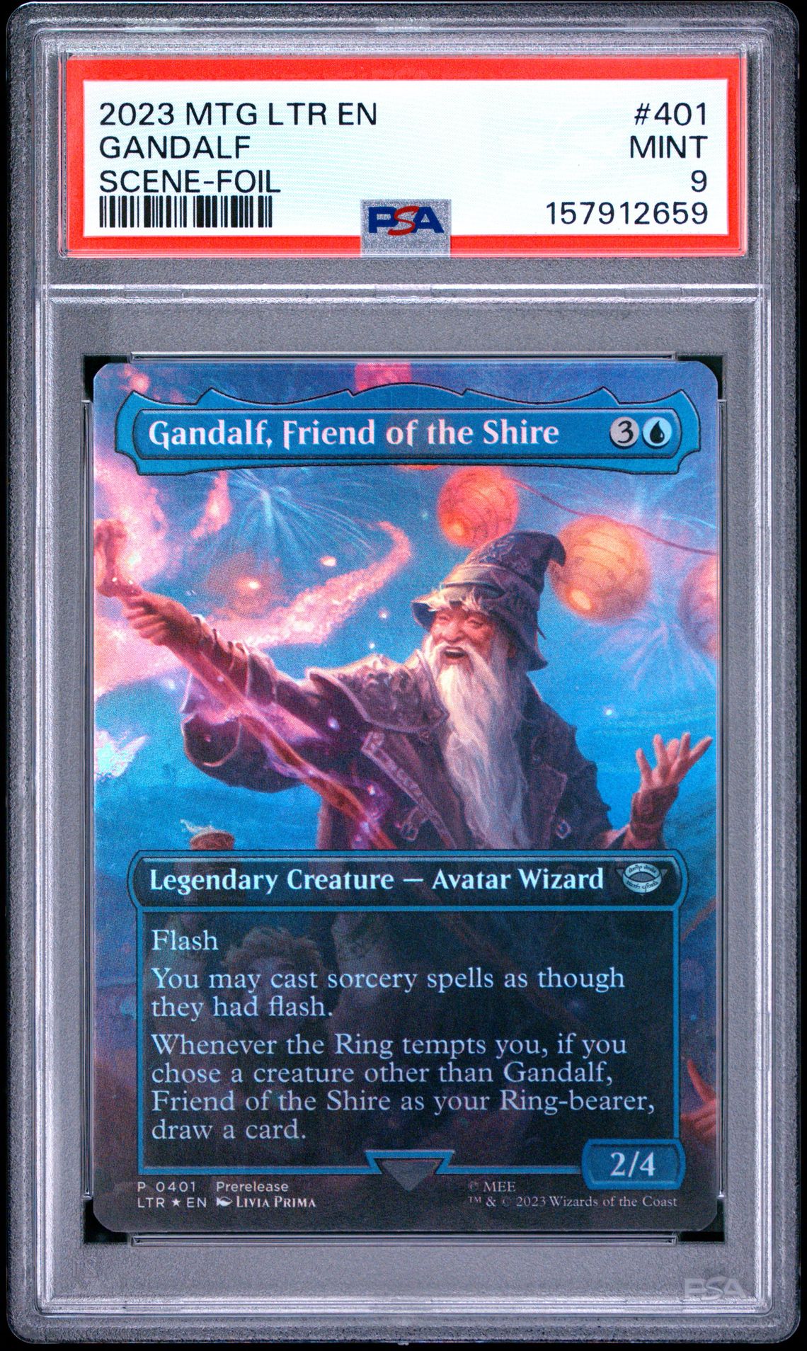2023 Magic The Gathering The Lord Of The Rings: Tales Of Middle-Earth Gandalf #401 (Scene-Foil) Mint 9 front