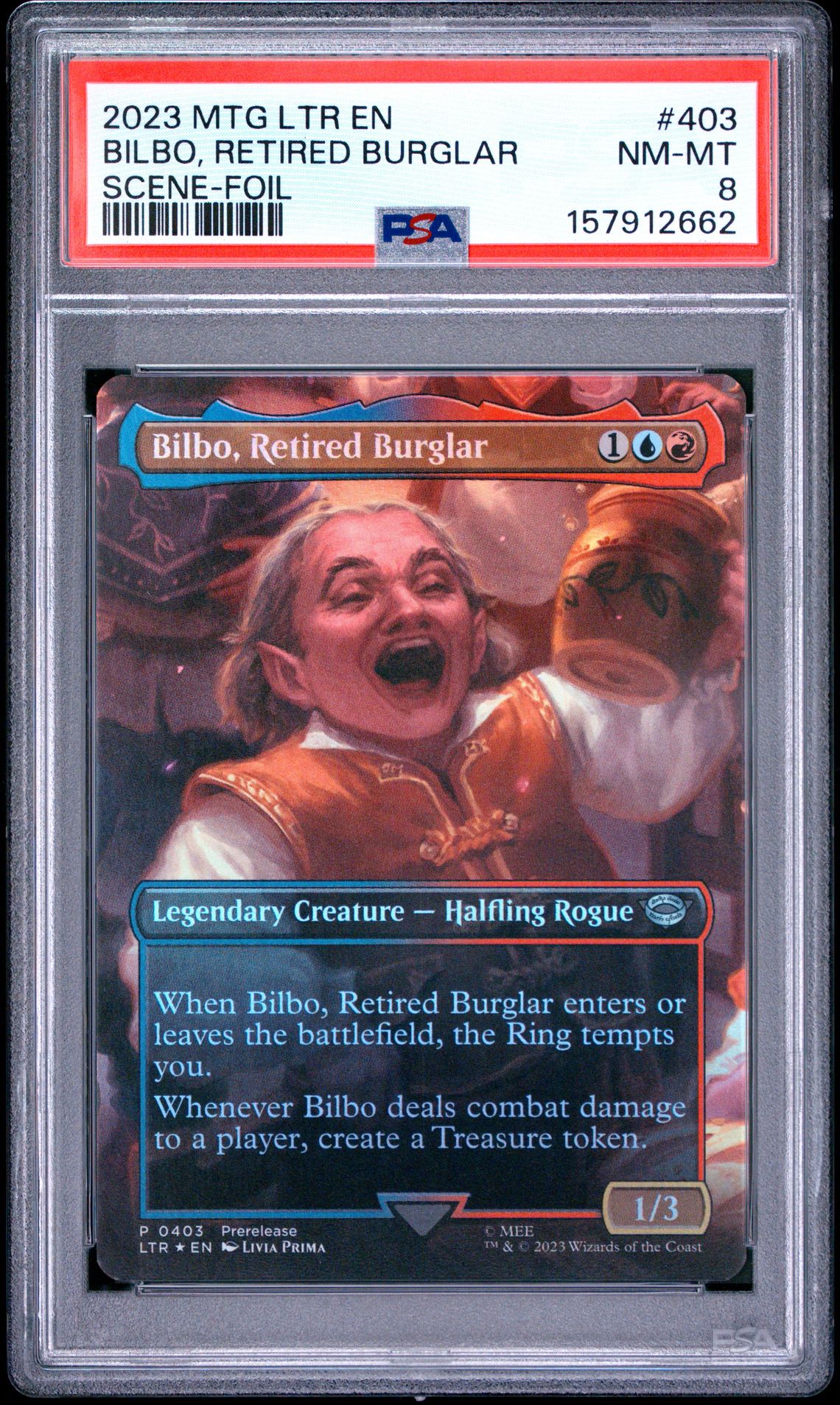 2023 Magic The Gathering The Lord Of The Rings: Tales Of Middle-Earth Bilbo, Retired Burglar #403 (Scene-Foil) Nm-Mt 8 front