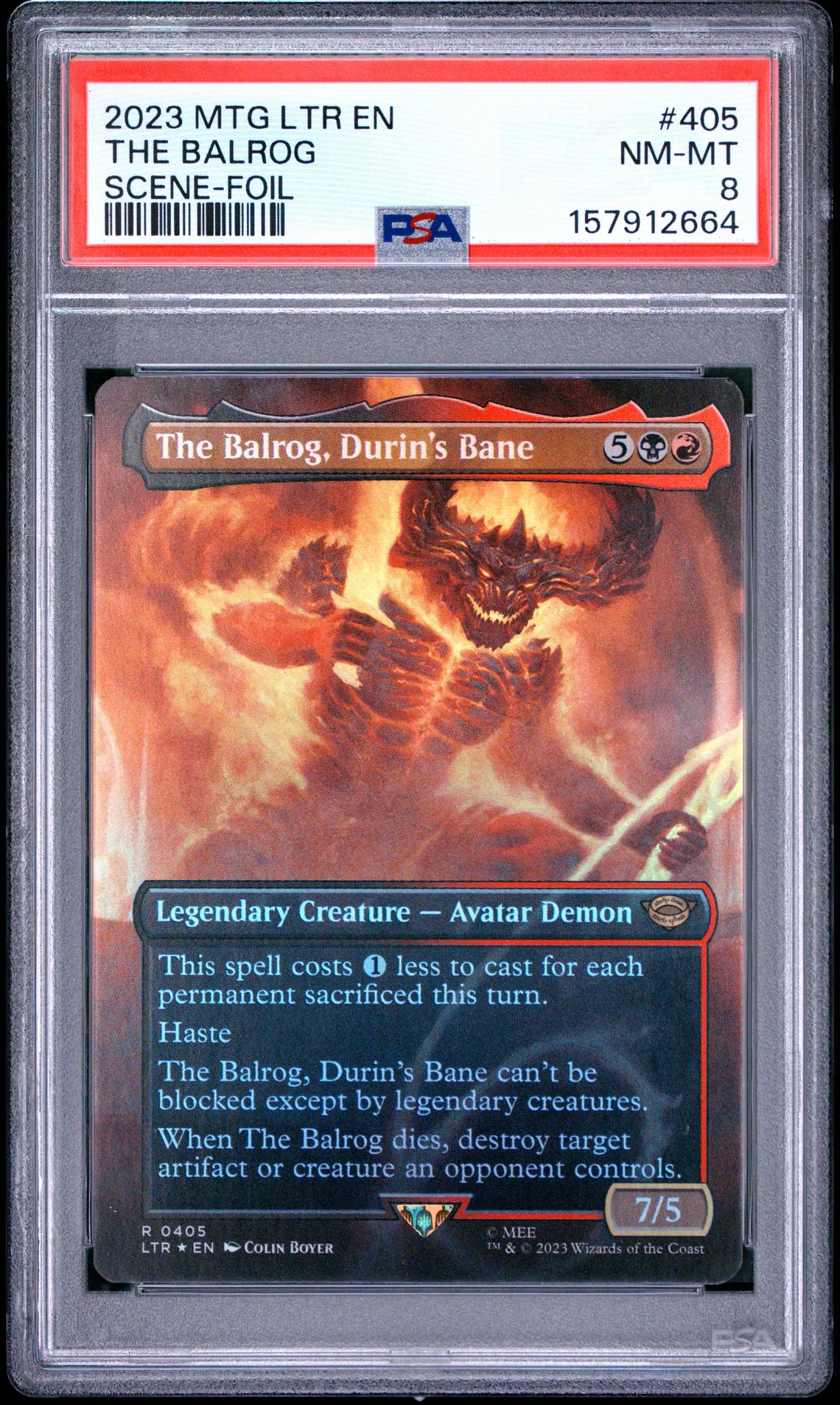 2023 Magic The Gathering The Lord Of The Rings: Tales Of Middle-Earth The Balrog #405 (Scene-Foil) Nm-Mt 8 front