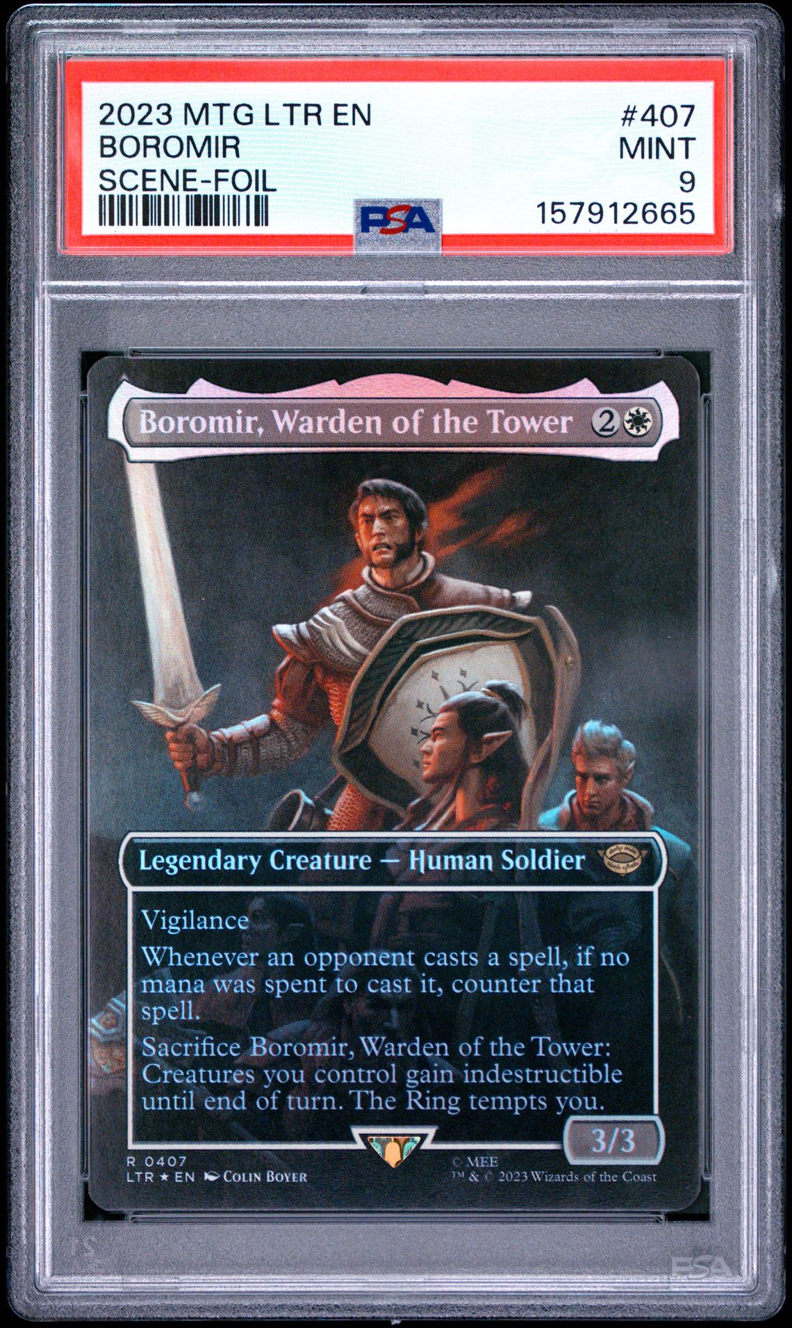 2023 Magic The Gathering The Lord Of The Rings: Tales Of Middle-Earth Boromir #407 (Scene-Foil) Mint 9 front